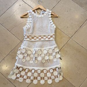 Self-Portrait Cream Daisy Lace Mini Dress